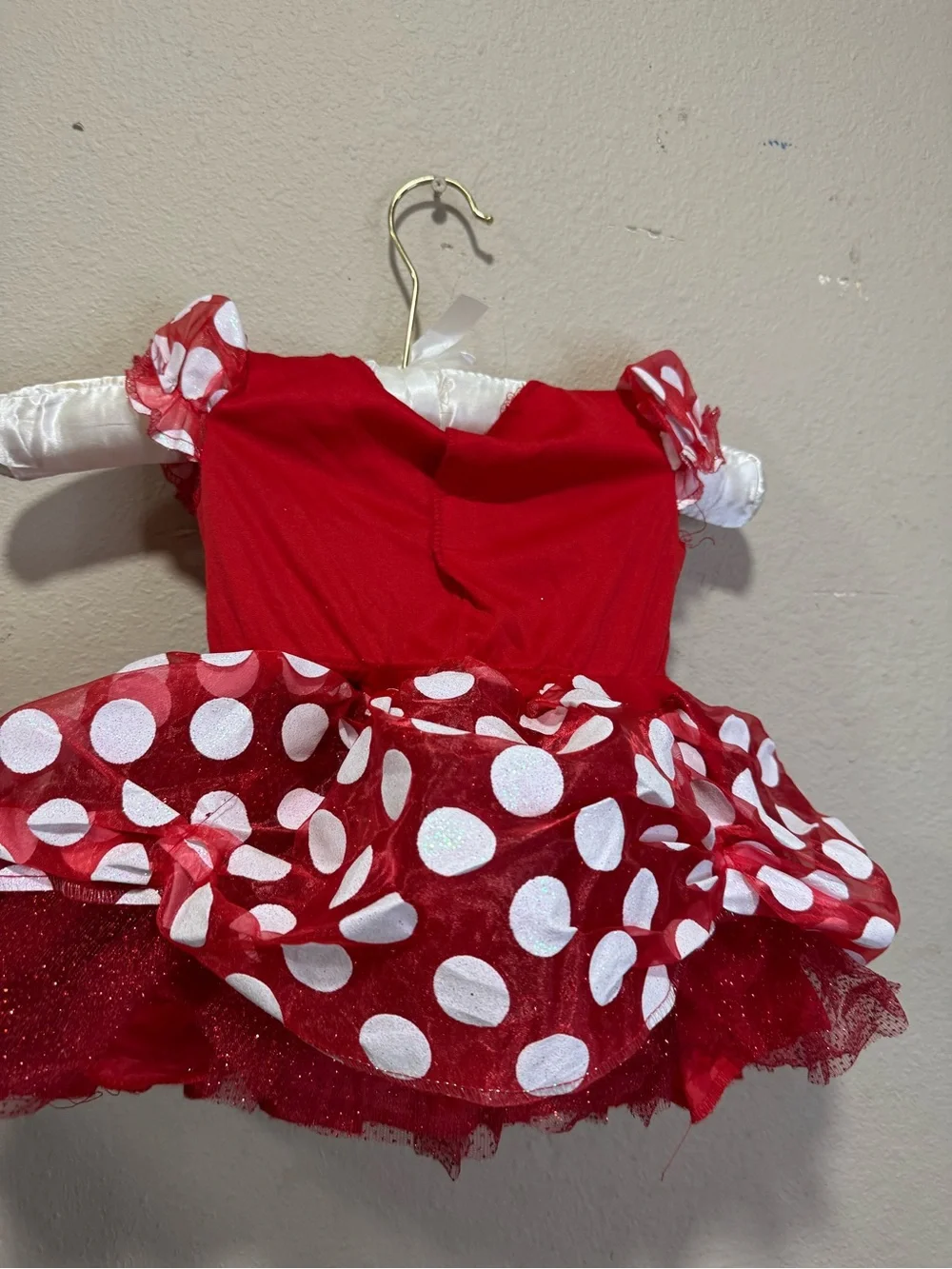 Disney Red and White Polka Dot Minnie Mouse Costume Dress with Black Bow